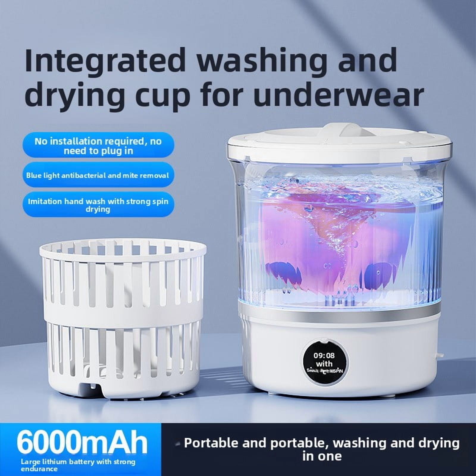 Mini Portable Washing Machine with Spin Dry For Underwear Socks Creative Gift Small Size All In One USB Charging Home Appliance Life Aparatus