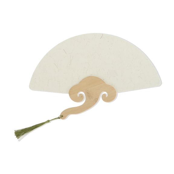 Unique Bargains 1 Pcs Portable Double-Sided Short Handle Round-Shaped Folding Fan for Wedding Xuan Paper Bamboo Light Gray, White [Double-Sided Short Handle Round-Shaped Paper]