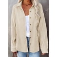 thumbnail image 5 of Asyoly Womens Corduroy Button Down Shirts Jacket Boyfriend Long Sleeve Solid Color Shacket Jacket Oversized Coats Casual Loose Tops with Pocket, 5 of 8