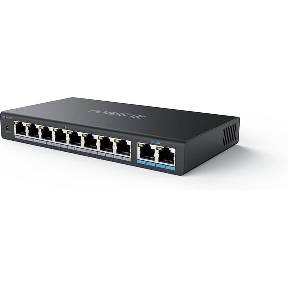 Reolink PoE Switch with 8 PoE Ports, 2 Gigabit Uplink Ports, 120W for All PoE Ports, Ideal for Reolink RLN36 NVR and Reolink PoE IP Cameras, IEEE802.3af/at, Metal Casing, Desktop/Wall Mount, RLA-PS1