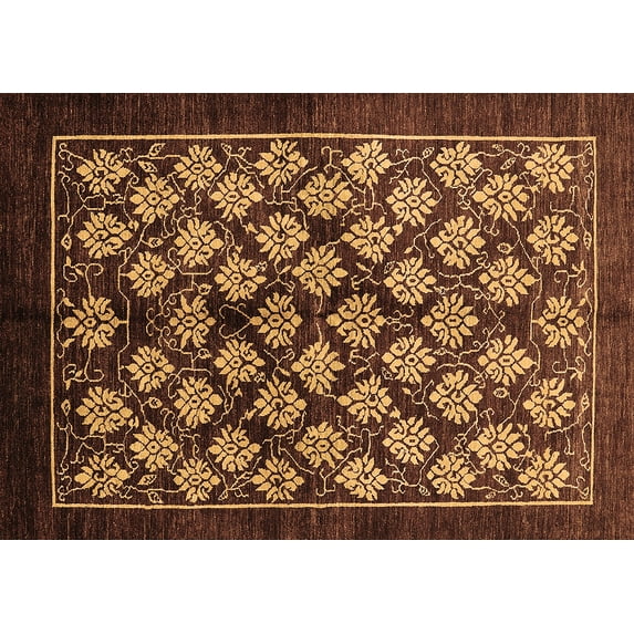 Ahgly Company Indoor Rectangle Oriental Brown Industrial Area Rugs, 7' x 10'