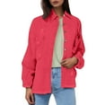 thumbnail image 1 of Baberdicy Distressed Denim Jackets for Women - Fall/Winter Vintage Loose Fit (Oversized, Ragged Hole Design) Red L, 1 of 6