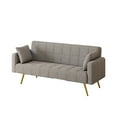thumbnail image 6 of 71.7" Convertible Futon Sofa Bed with 3 Adjustable Positions, Teddy Upholstered Sleeper Sofa with 2 Pillows, Modern Loveseat Sofa Couch with Metal Legs, for Living Room Bedroom Office, Grey, 6 of 7