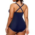 thumbnail image 3 of GHSDFBB Maillots de Bain une Pièce Grande Taille pour Femmes Col en V Contrôle du Ventre Maillots de Bain Rétro Froncés, 3 of 6