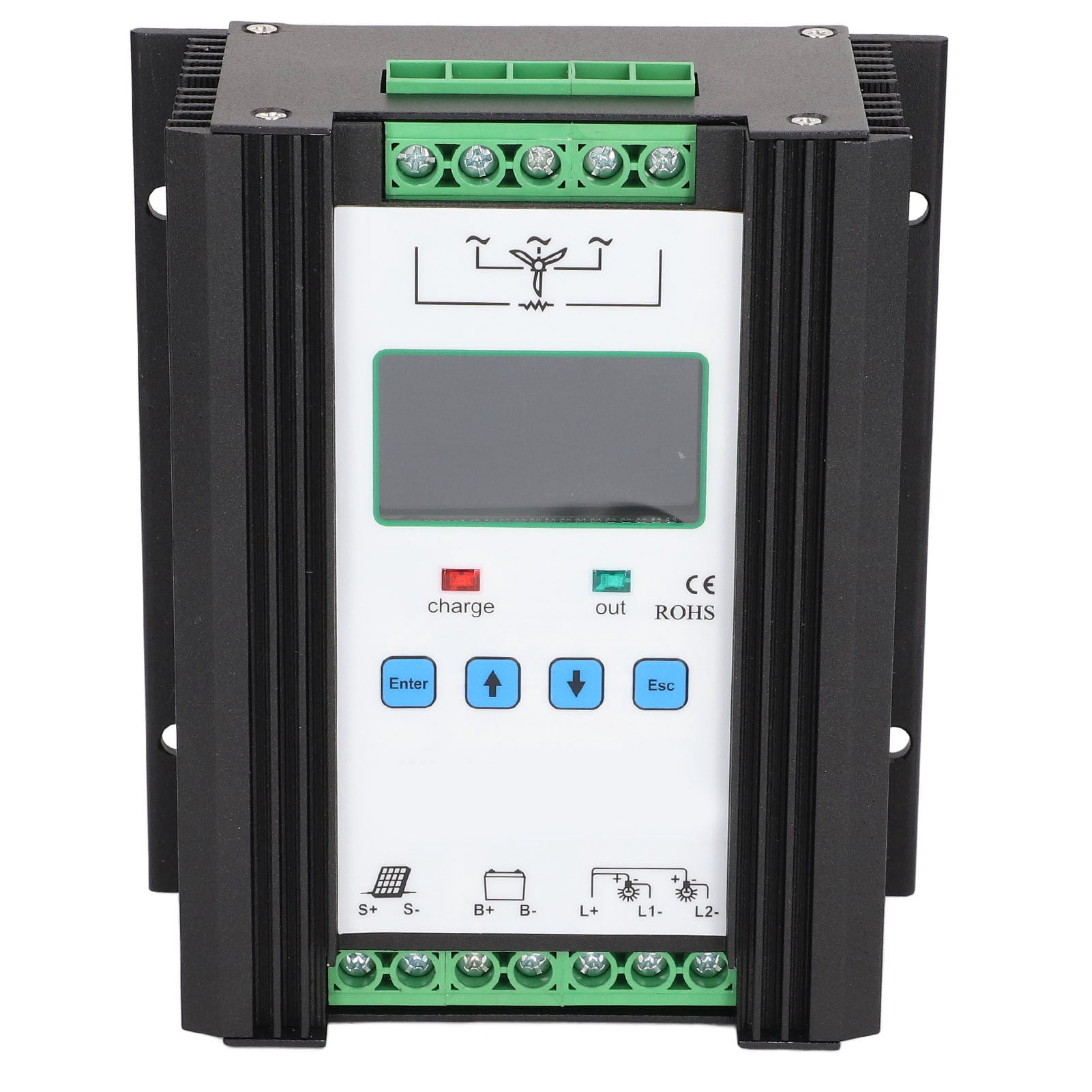 Ouitble Controlador hbrido Solar elico, Controlador hbrido Solar elico Control Inteligente Digital Regulador Solar elico 12V 24V 600W