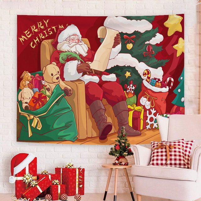 Tapiz de tela para decoración de fiestas navideñas, póster de saludos navideños