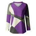 thumbnail image 4 of Womens Rash Guard Long Sleeve Cropped Plus Size Tunic Tops Women Loose Long Sleeve Blouse V Neck Casual Pullover Tops, 4 of 4