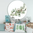 thumbnail image 2 of Designart 'Eucalyptus Branches With Christmas Bouquet' Traditional Circle Metal Wall Art 36x36 - Disc of 36, 2 of 5