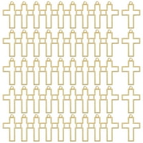 50-Pack Open Bezels for Resin, Cross Shape Open Back Bezel Pendants for Resin Jewelry Making/DIY Earrings Necklace, Alloy Hollow Frame Pendants [Gold Tone]