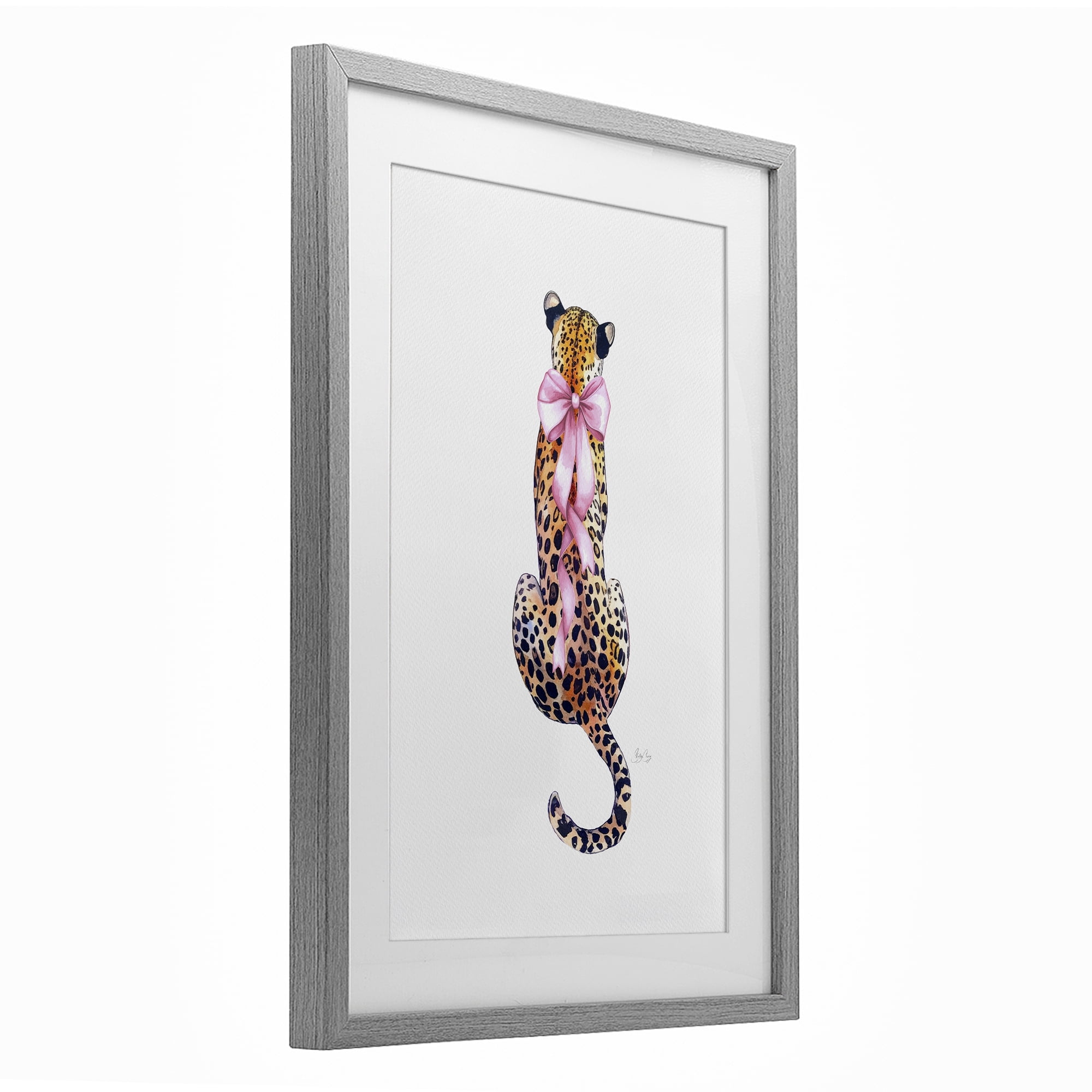 Stupell Industries Poised In Pink Cheetah Gray Framed Print Under Glass, design by Shelly Craig