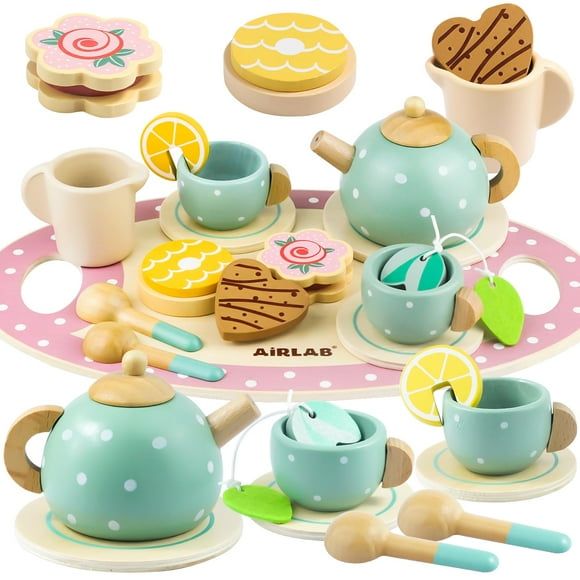 Set de té Airlab Wooden para niños de 3 a 5 años, juego de simulación