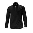 thumbnail image 2 of Work Polo Shirts for Men Long Sleeve Quarter Zip Corduroy Tees Shirts Basic Black Men's Clothing, 2 of 5