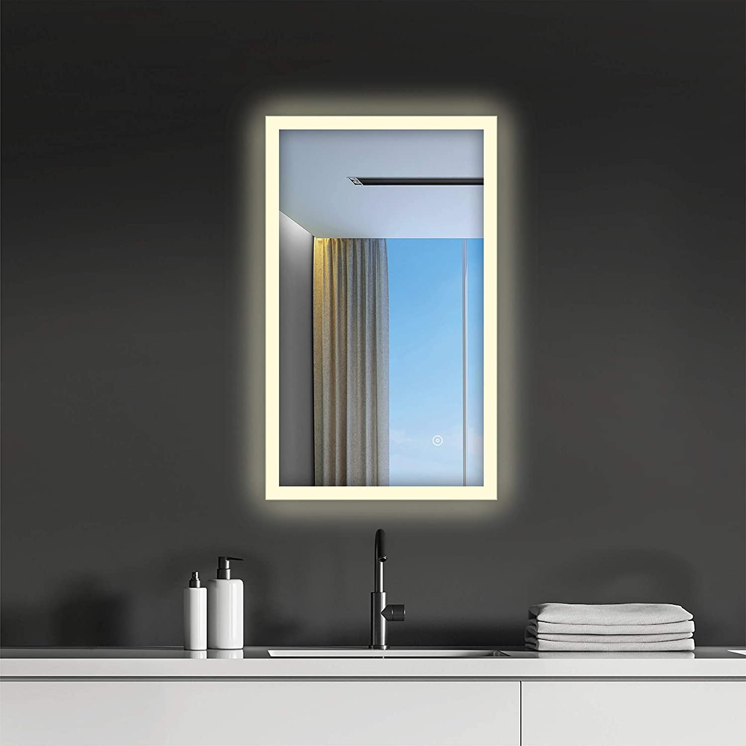 Fine Fixtures Vanity Wall Mount 18x30 Round Aluminum Bathroom Mirror