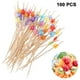 thumbnail image 1 of 100 palillos de dientes para cócteles, palillos de cóctel de bambú natural hechos a mano, pinchos de aperitivo ecológicos para cócteles, aperitivos, frutas, postres, estilo 2, 1 of 6