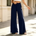 thumbnail image 6 of AXXD Baggy Pants Women Casual,Fashion,Comfortable Pockets Elastic Waist Straight Leg SolidNavy 2XL, 6 of 6