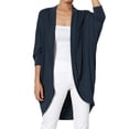 thumbnail image 1 of TheMoogan Women's PLUS Cocoon Draped Jersey Knit 3/4 Sleeve Oversized Open Front Cardigan, 1 of 7