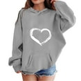 thumbnail image 2 of Toddler Clothes for Girls Heart Print Long-Sleeve Kids Hoodie Loose Fit Casual Spring Pullover Sweatshirts Tops Shirts Grey 7-8 Years, 2 of 4