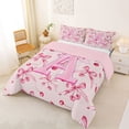 thumbnail image 2 of Manfei Pink Cherry Bow Full Size Comforter Sets For Girls,Cartoon 3D Letter A Initial Bedding Sets For Kids,Pink Reversible,3 Pieces, 2 of 7