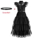 thumbnail image 4 of NWZSM-Vestidos de Carnaval Addams para niña, traje de Cosplay para niño adolescente, Vestidos de noche de fiesta de malla, 5, 10 y 14 años, novedad de 2023, 4 of 5