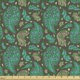 thumbnail image 2 of Ambesonne Brown and Blue Fabric by the Yard Upholstery, Retro Curly Leaves, 1 Yard, Turquoise Umber, 2 of 5