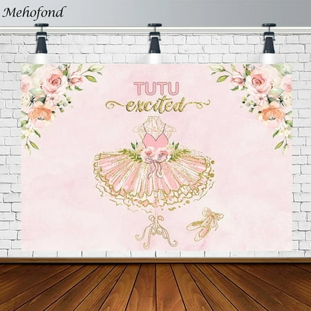 Image of Mehofond Girl Birthday Backdrop Tutu Ballerina Photography Background Pink Floral Ballet Princess Baby Shower Party Photo Studio