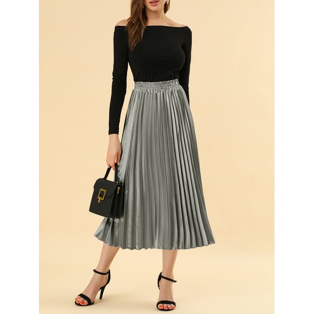 FALDA PLEGADA METÁLICA BRILLANTE ELÁSTICA PARA MUJERES INSPIRE