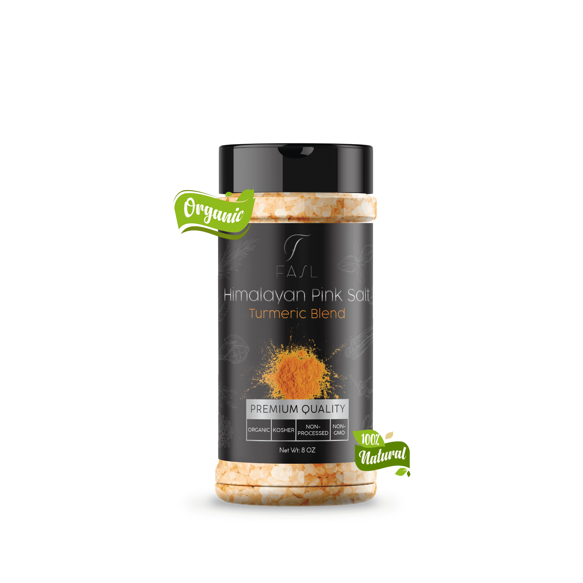 Fasl Himalayan Pink Salt & Turmeric with Refillable Shaker- 8 oz