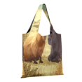 thumbnail image 2 of Large Capacity Print Tote Bag,Lightweight Portable Foldable Shopping Bag A Capybara and A Water Buffalo, 2 of 6