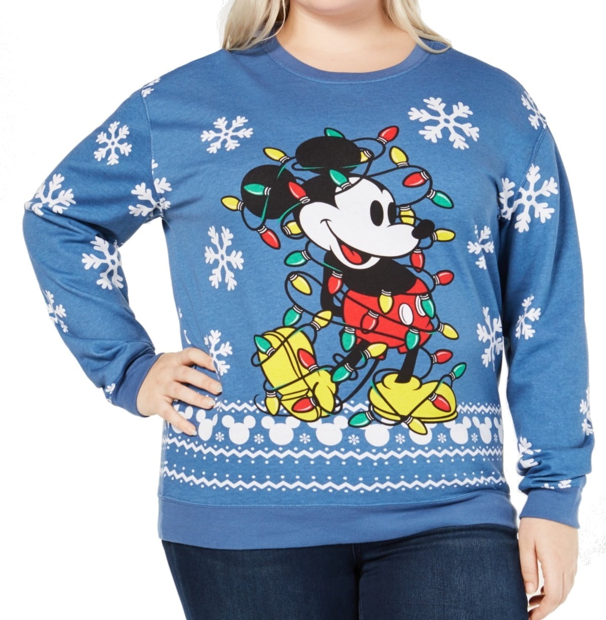 Womens Sweater Plus Crewneck Mickey Mouse Christmas 3X