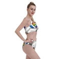 thumbnail image 4 of Daiia Panda with Sun glasses printed 2 piece Swimsuit Bikinis for Women High Waisted Racerback Bathing Suits Summer Tummy Control Scoop Neck Swimwear-Small, 4 of 8