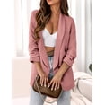 thumbnail image 4 of Blazer PRETTYGARDEN para mujer, manga larga, solapa abierta en la parte delantera, rosa, 4 of 6