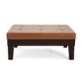 thumbnail image 4 of Storage Ottoman with Drawer | PU Button Tufted Ottoman Bench Footrest with Hidden Storage, Brown Leather Living Room Furniture, Plush Cushioned Seat & Sturdy Hardwood Legs, 4 of 9