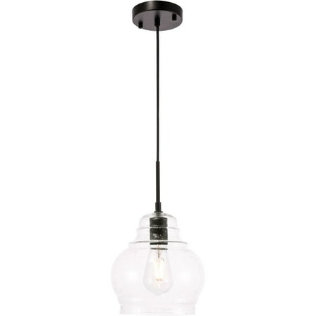 

Black Tone Finish Pendants 8 Wide Clear Bubble Glass Round Shade E26 Bulb Type 1 Light Fixture