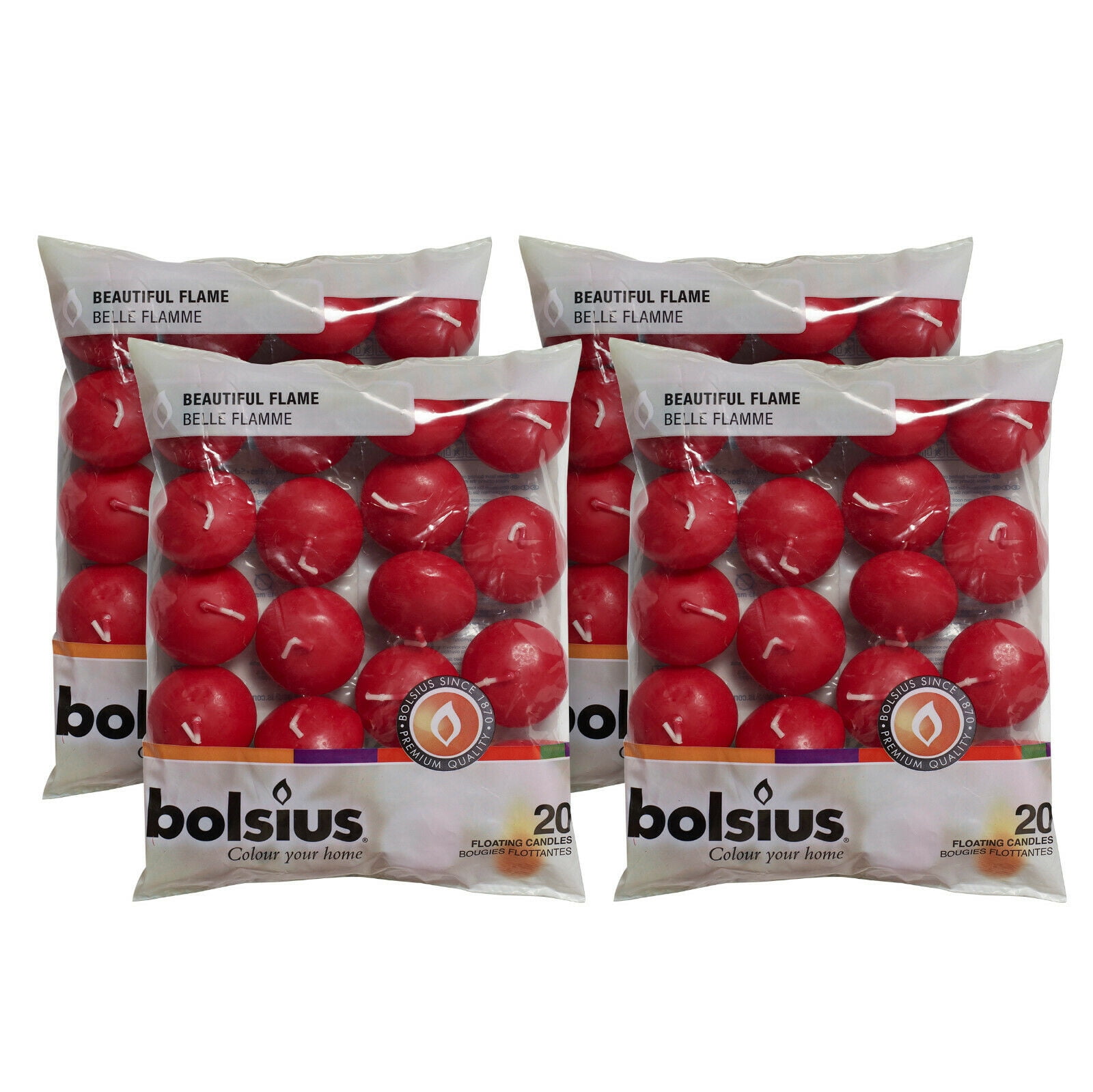 Red Floating Candles Unscented 1.75 Inch 80 Pack 4.5 Hours Dripless