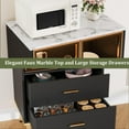 thumbnail image 4 of Yiwa Tall Kitchen Storage Cabinet with Glass Doors, Features 2 Drawers and Multiple Shelves, Versatile Display Sideboard for Living Room, Office, Entryway, or Buffet Use, 4 of 7
