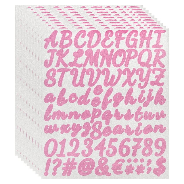 Paquete de 760 10 Hojas de Stickers de Letras Brillantes Autoadhesivos Color Rosa