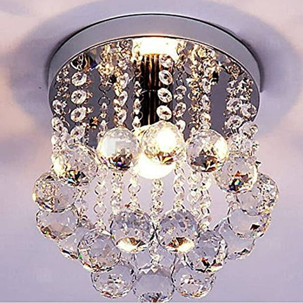 Light Flush Mount Crystal Chandelier, Mini Style Crystal Chandelier Pendant Light White 1