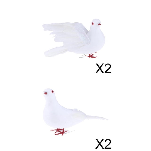 Adorno de Decoración de Bodas de Blancas con Plumas Artificiales Falsas de 4 Piezas