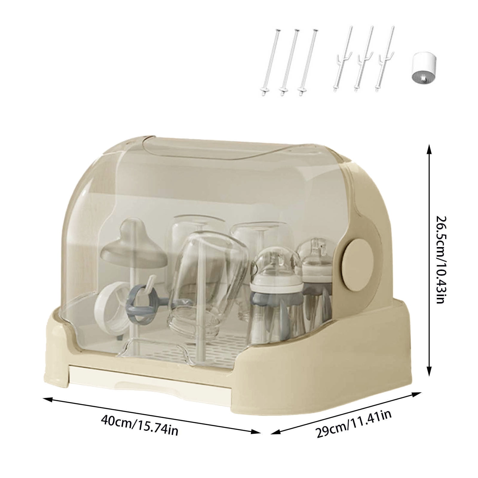 Eqslft Drying Rack With Lid Storage With Removable Drain Tray Space Saving Rack Dryer Reusable Bottle Rack Holder For Baby
