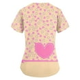 thumbnail image 3 of UoCefik Valentines Day Holiday Scrubs Tops for Women Love Heart Print Medical Nursing Uniforms Nurse Plus Size Short Sleeve V-Neck Tee Shirts Funny Scrub Cute Tops with Pockets Beige 5XL, 3 of 3