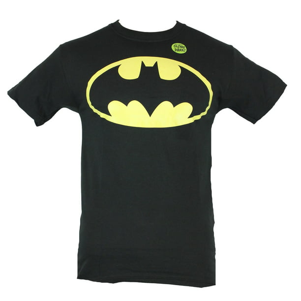 Batman (DC Comics) Mens T-Shirt - Classic Oval Yellow Glow In Dark Image -  