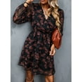 thumbnail image 4 of CUPSHE Women's Floral Print Chiffon A-Line Mini Dress Long Peasant Sleeves, 4 of 7