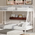 thumbnail image 4 of Miniyam Twin over Full Metal Bunk Bed with Trundle, Square Tube Frame, Space Saving Bunk Bed with Ladder, White, 4 of 7
