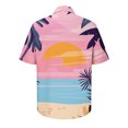 thumbnail image 4 of Njoeus Mens Hawaiian Shirt, Short Sleeves Button Down Shirts for Men Beach Clothing Summer Casual Palm Printed Shirts 2X 3X 4X Clearance Pink, 4 of 5