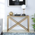 thumbnail image 4 of Henn&Hart 42" Brass Metal/Glass Console Table, 4 of 8