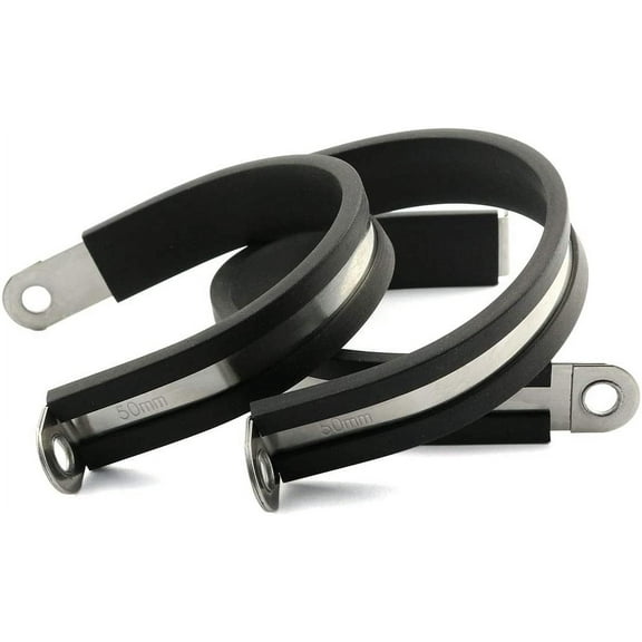 6pcs 2 inch(50mm) Rubber Cushioned Cable Clamp 304 Stainless Steel Hose Clamp/Metal Clamp/Tube Holder Fastener for Tube/Pipe or Wire Cord Installation