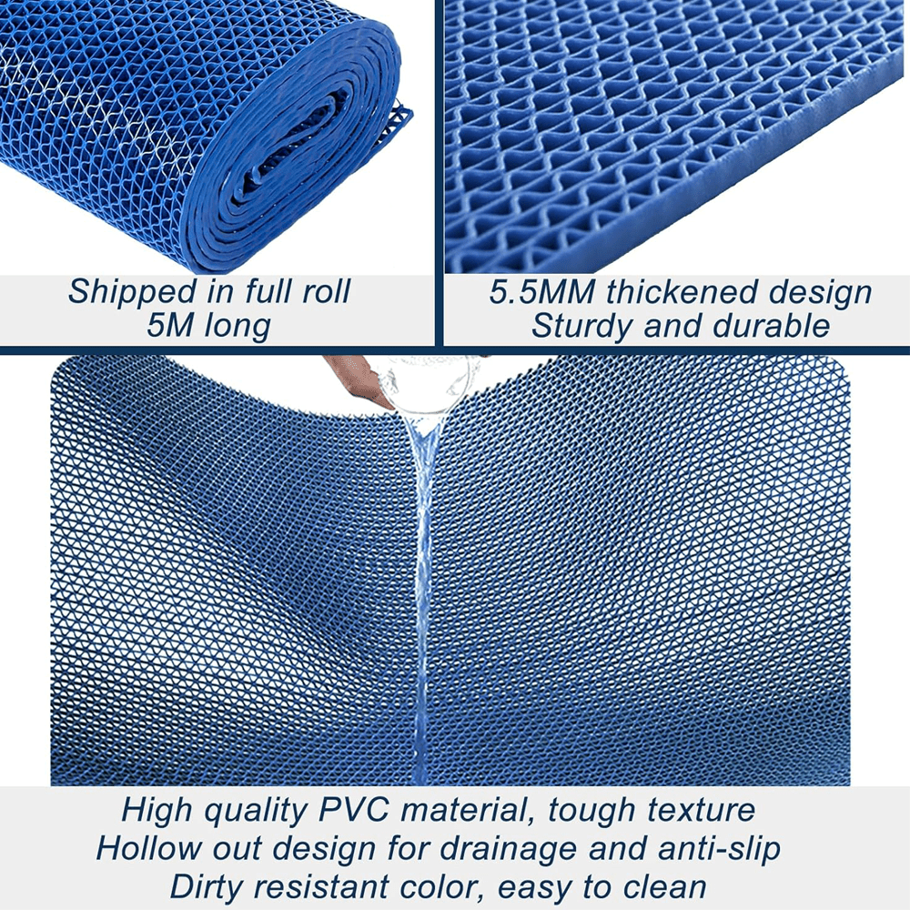 OVYEOFR Drainage Mat, 3 x 16.4Ft PVC UV-Proof Heavy Duty Outdoor Flooring for Wet Areas, Doubles as Restaurant Floor Mats(Blue)