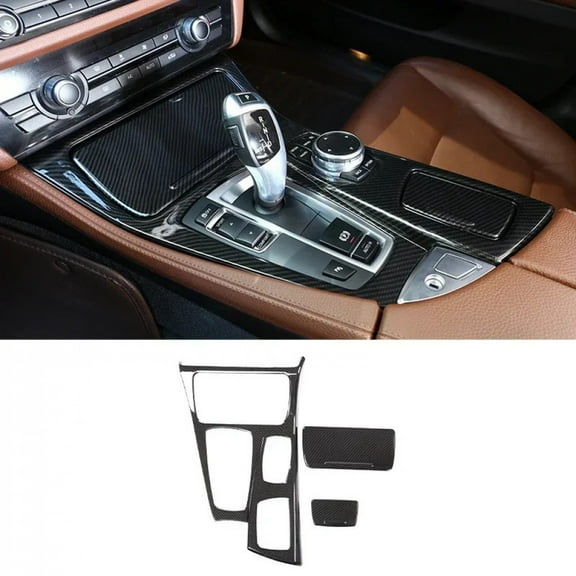 For BMW 5 Series F10 2011-2017 Accessory Carbon Fiber Interior Dashboard Console Gear Shift Panel Decoration Cover Trim Stickers.