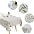 thumbnail image 4 of Mantel de estilo bohemio, textura de lino, resistente al agua y al polvo, para cocina y comedor, 140 x 180 cm, color beige, que mejora la estética y la protección, 4 of 6
