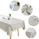 thumbnail image 4 of Mantel de tela de lino y algodón con borde de borlas, patrón elegante, material resistente al agua para uso en interiores y exteriores, cubierta de mesa beige lavable de fácil cuidado que mejora la, 4 of 6
